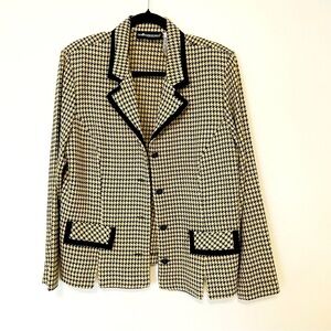 Sag Harbor Dress woman’s suit  blazer size 14 yellow black houndstooth dressy